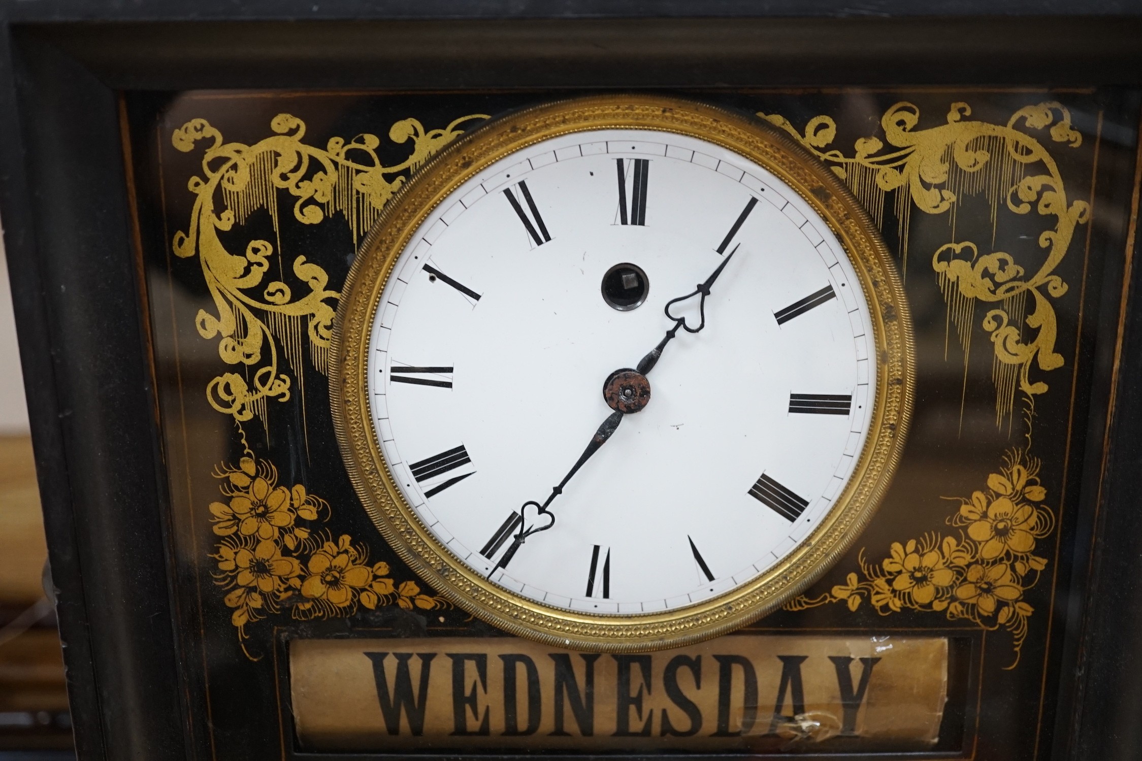 A late 19th century French ebonised calendar timepiece, by Antoine Redier, Paris, 45cm